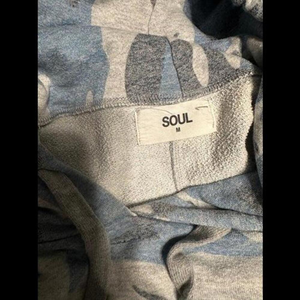 SoulCycle Camo Hoodie Sweatshirt Size M - Blue Gray Skull Detail - Picture 4 of 4